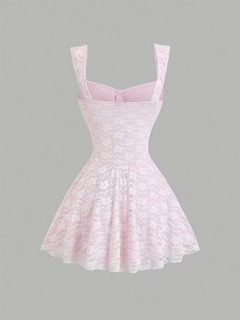 2026 Summer New Style French Retro Gentle Pink Lace Suspender Dress A-Line Short Skirt Pure Desire Sweet Style Vacation Leisure Daily Versatile Princess Dress - Image 3