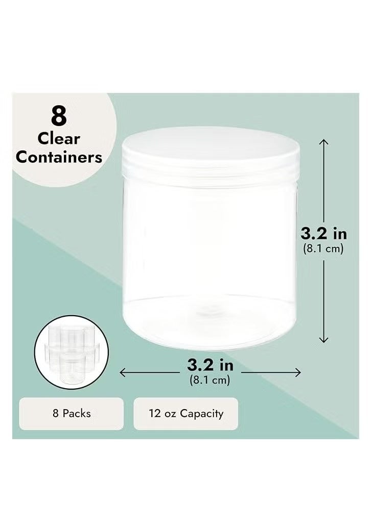 JOGAMS 8Pcs Clear 12 oz Plastic Jars with Lids Slime Containers for Kids DIY Crafts - Image 3