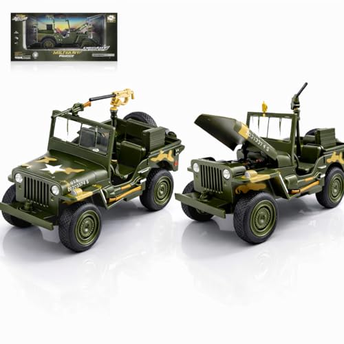 Magicwand 1:32 Scale Die-Cast Metal 1942 Willlys Jeeep with Openable Bonnet,Music,Lights & Pull Back Action【Pack of 1】【Multi-Colored】 - Image 1