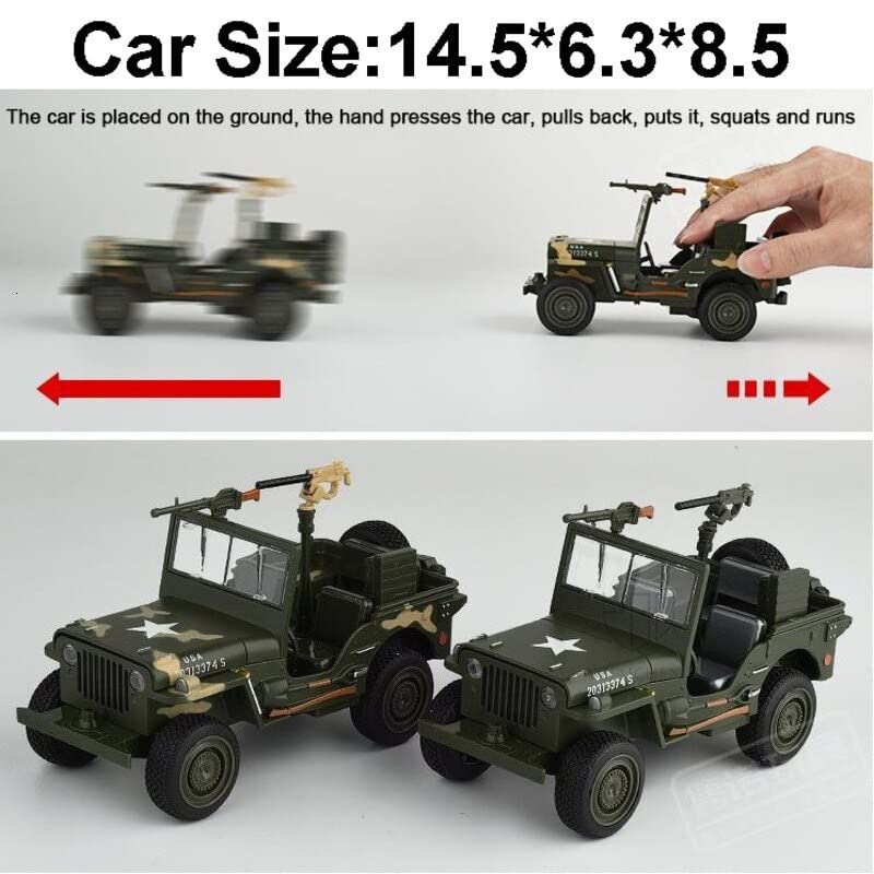 Magicwand 1:32 Scale Die-Cast Metal 1942 Willlys Jeeep with Openable Bonnet,Music,Lights & Pull Back Action【Pack of 1】【Multi-Colored】 - Image 4