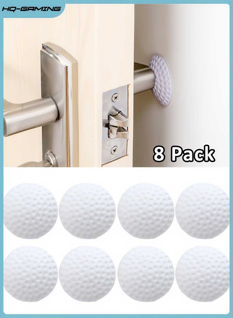 إتش كيو جيمنغ سدادة مقابض الأبواب والجدران، سدادات أبواب للحائط، 8 قطع من مقابض الأبواب المطاطية، وسادة دائرية لحماية الحائط، واقي حائط هادئ لمقبض الباب، كاتم صوت ذاتي اللصق لحماية مصد الباب - Image 1