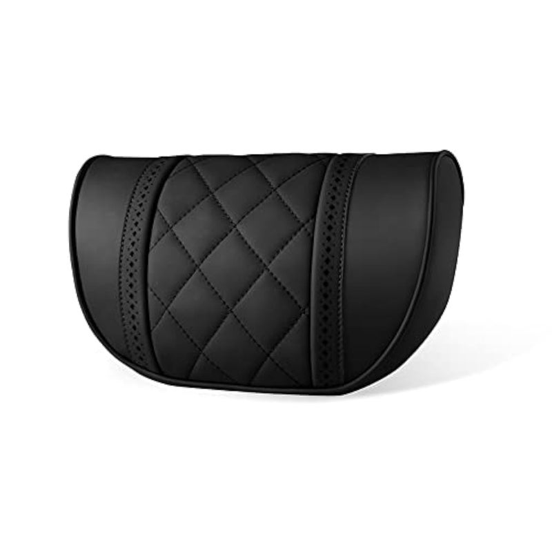 LUNDA Luxury Car Neck Pillow Car Travel Neck Rest Pillows Seat Cushion Support Napa Leather for Mercedes Benz S-Class headrest (Black - Image 1