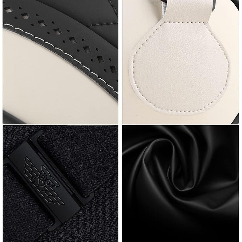 LUNDA Luxury Car Neck Pillow Car Travel Neck Rest Pillows Seat Cushion Support Napa Leather for Mercedes Benz S-Class headrest (Black - Image 5