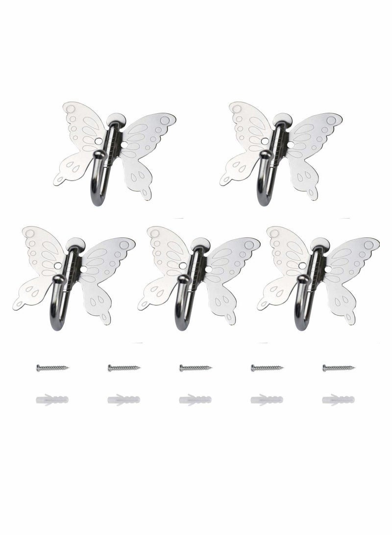 Y&D Wall Hooks for Girls Bedroom, 5 Pack Coat Mounted with 10 Pieces of Anchor Screws Coat, Scarf, Hat, Towel, Robe, Key  - Image 1