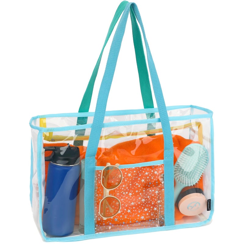 Fammart Clear Beach Bag for Women Large Pool Tote Cruise Vacation Essentials Zipper Closure Waterproof Sandproof - Image 2