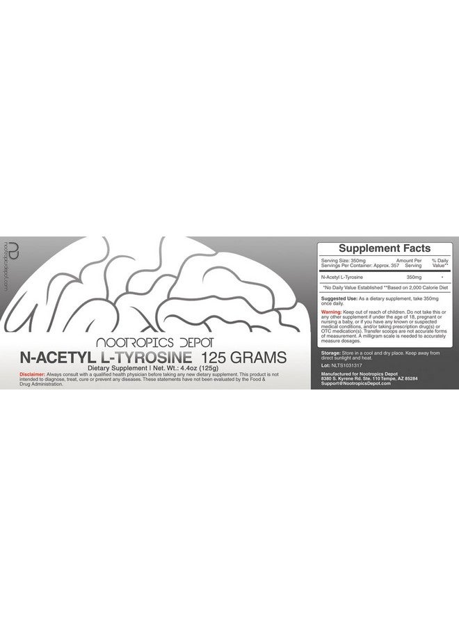 Nootropics Depot N Acetyl L Tyrosine Powder ; 125 Grams ; Nalt ; Amino Acid Supplement ; Natural Nootropic Supplement ; Supports Memory Learning And Focus ; Supports Healthy Stress Levels - Image 3