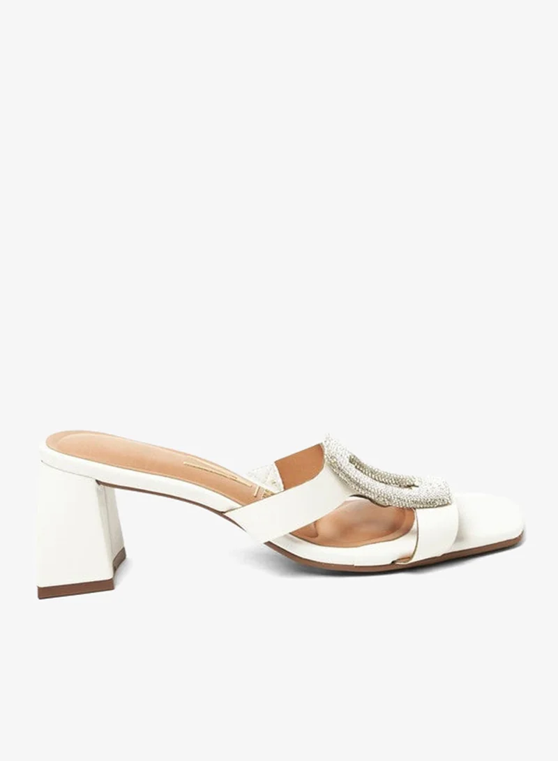 VIZZANO White Mid Heels Sandals for Women – Sling Back Heel Sandals for Girls with Ankle Strap for Women | Best Price UAE
