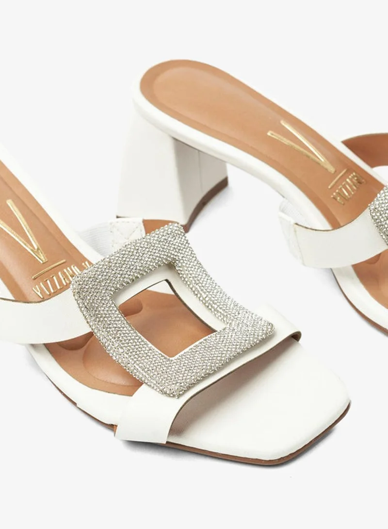 VIZZANO White Mid Heels Sandals for Women – Sling Back Heel Sandals for Girls with Ankle Strap for Women | Best Price UAE