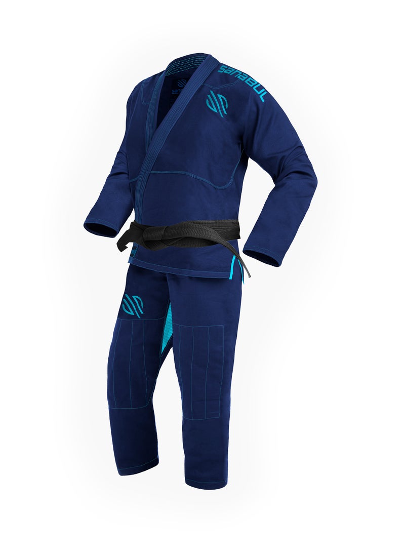 Sanabul  Sanabul Essential BJJ Gi for Men | Brazilian Jiu Jitsu Gi BJJ | Lightweight, Preshrunk Cotton Fabric | IBJJF Approved (Navy, A1)  - Image 1