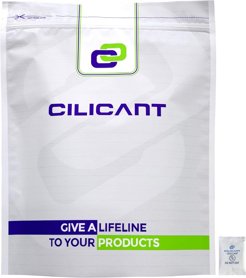 CILICAnT عبوة من جل السيليكا CILICANT الأبيض بوزن 5 جرامات، تحتوي على 50 حزمة (5 جرامات لكل حزمة = 250 جرامًا)، مادة ماصة للرطوبة ومزيلة للرطوبة، تُستخدم لتجنب تراكم الرطوبة والعفن في الغرف والخزائن والكاميرات والعدسات. - Image 1
