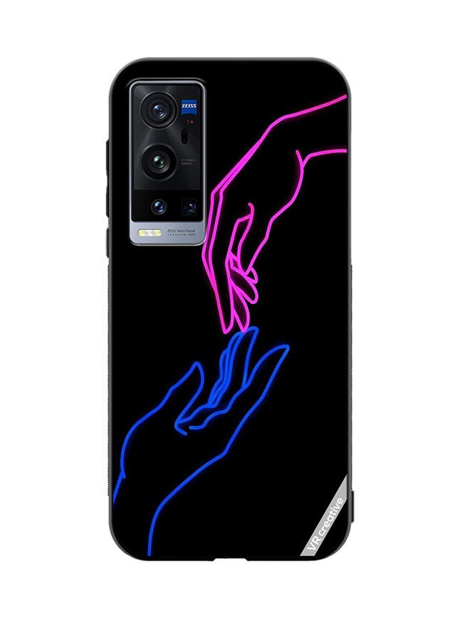 VR CREATIVE Protective Case Cover For Vivo X60 Pro Plus Hands In Neon Lights Design Multicolour - Image 1