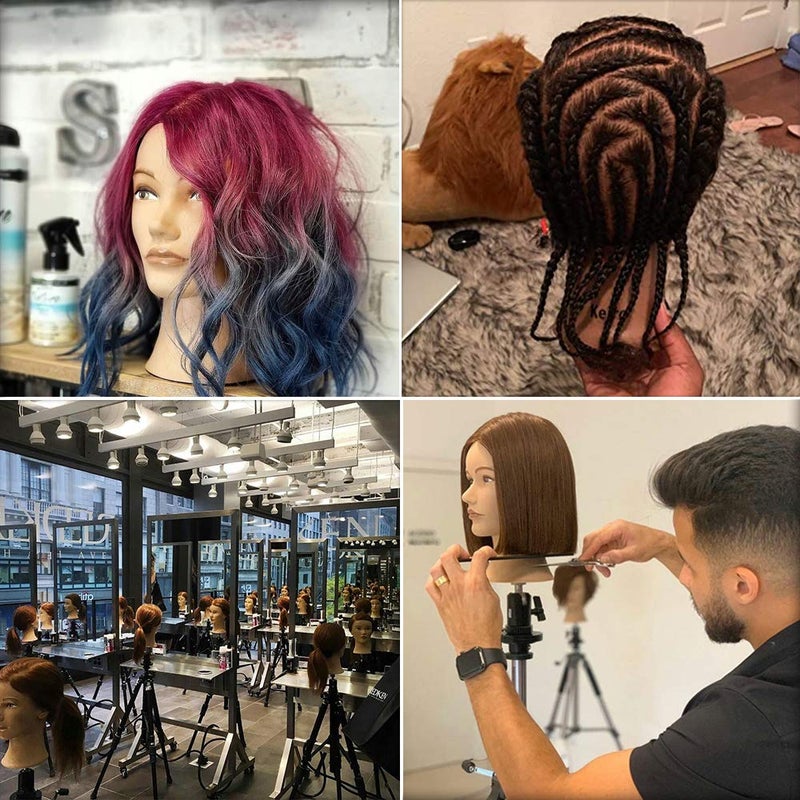 Morris Mannequin Head 100% Real Hair Afro Mannequin Head Hair Styling Hairdresser Training Head Manikin Cosmetology Doll Head for Practice Cutting Braiding with Free Clamp Stand - Image 5