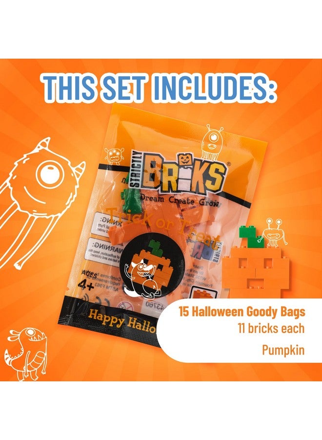 Strictly Briks Strictly Briks Compatible with Lego Toy Building Block, Halloween Pumpkin Bricks, 15 Trick or Treat Goody Bags, 11 Pieces per Pack, 100% Compatible with All Major Brands, for Kids Ages 4+  - Image 3