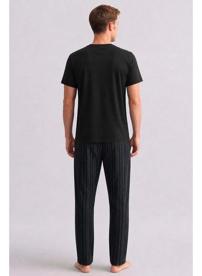 Aytuğ Egyptian Men's cotton Straight-Leg Pants Black.