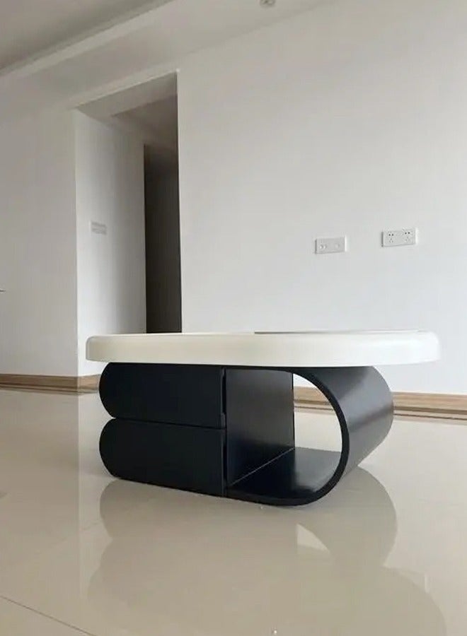 فاشون هوم 1-قطعة نماذج مساعدة تصميم مجمعة بالكامل طاولة قهوة فاخرة لغرفة المعيشة طاولة مركزية جانبية حديثة مع مقصورة مفتوحة وأدراج لمكاتب غرفة المعيشة 110x60x42 سم (مجمعة بالكامل) - Image 2