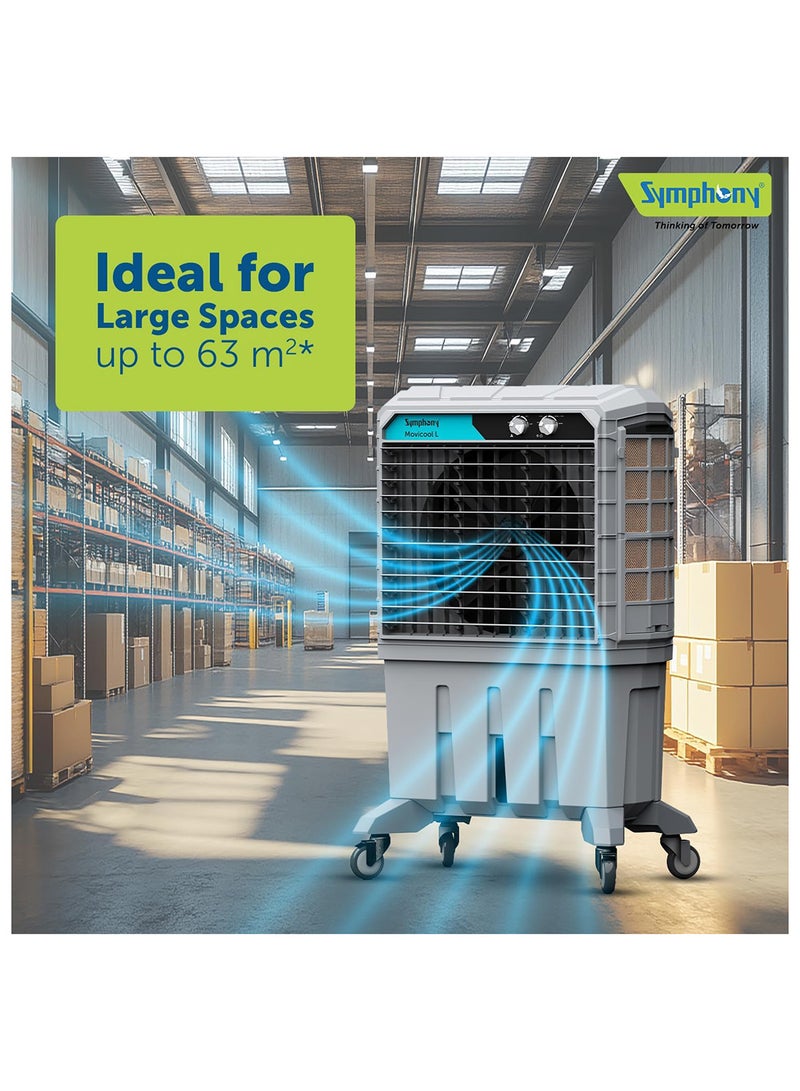 Symphony Commercial Cooler, 125L Water Tank Capacity, Ice Inlet Door, 3-Side High Efficiency Honeycomb Cooling Pads for Superior Cooling, 8500 m³/hr* air Delivery, Movicool L 125, 1 Year Warranty. 125 L MOVICOOL L125i Grey - Image 4