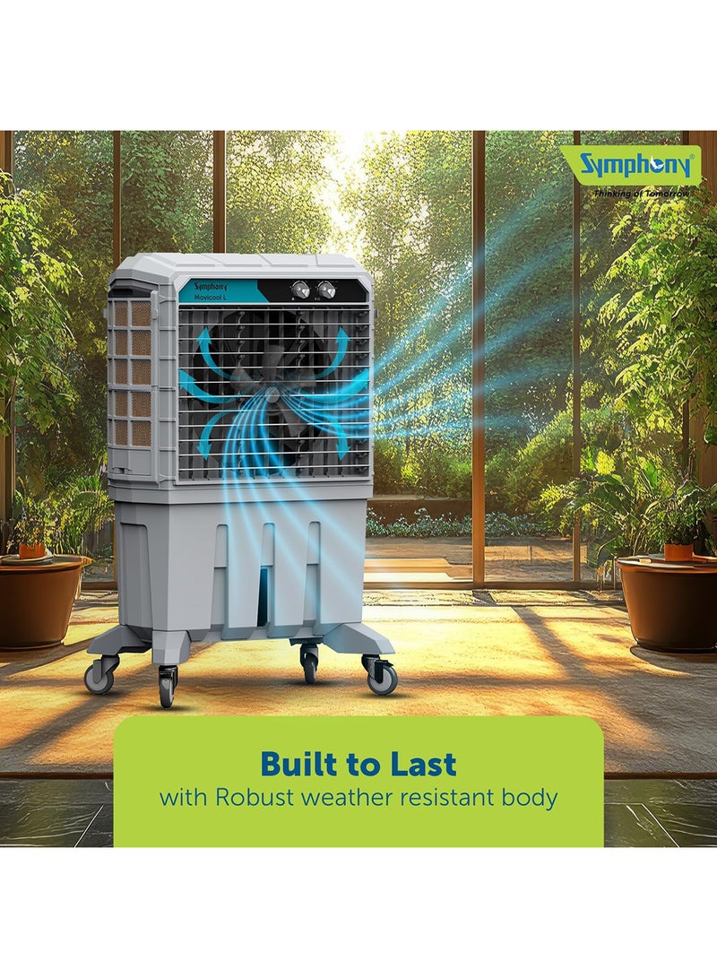 Symphony Commercial Cooler, 125L Water Tank Capacity, Ice Inlet Door, 3-Side High Efficiency Honeycomb Cooling Pads for Superior Cooling, 8500 m³/hr* air Delivery, Movicool L 125, 1 Year Warranty. 125 L MOVICOOL L125i Grey - Image 5