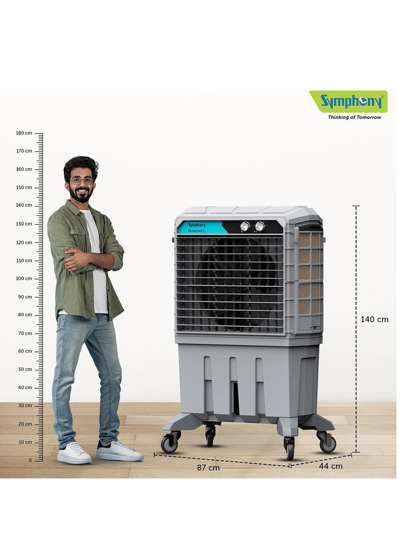 Symphony Commercial Cooler, 125L Water Tank Capacity, Ice Inlet Door, 3-Side High Efficiency Honeycomb Cooling Pads for Superior Cooling, 8500 m³/hr* air Delivery, Movicool L 125, 1 Year Warranty. 125 L MOVICOOL L125i Grey - Image 2