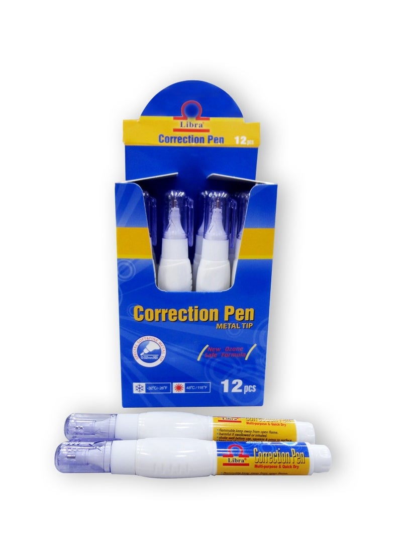 Libra Metal Tip Correction Pen Smooth (7ml) – German Chemical Pack of 12 - Image 1