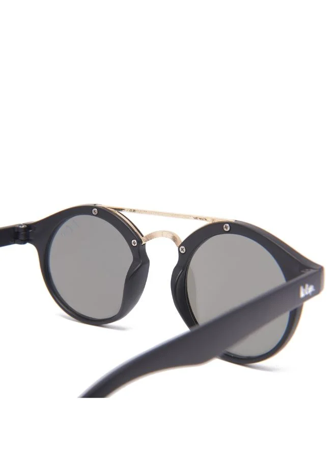Lee Cooper Polarized Sunglasses Black Frame Silver Mirror Mirror Lens 43mm  - LCK113C03