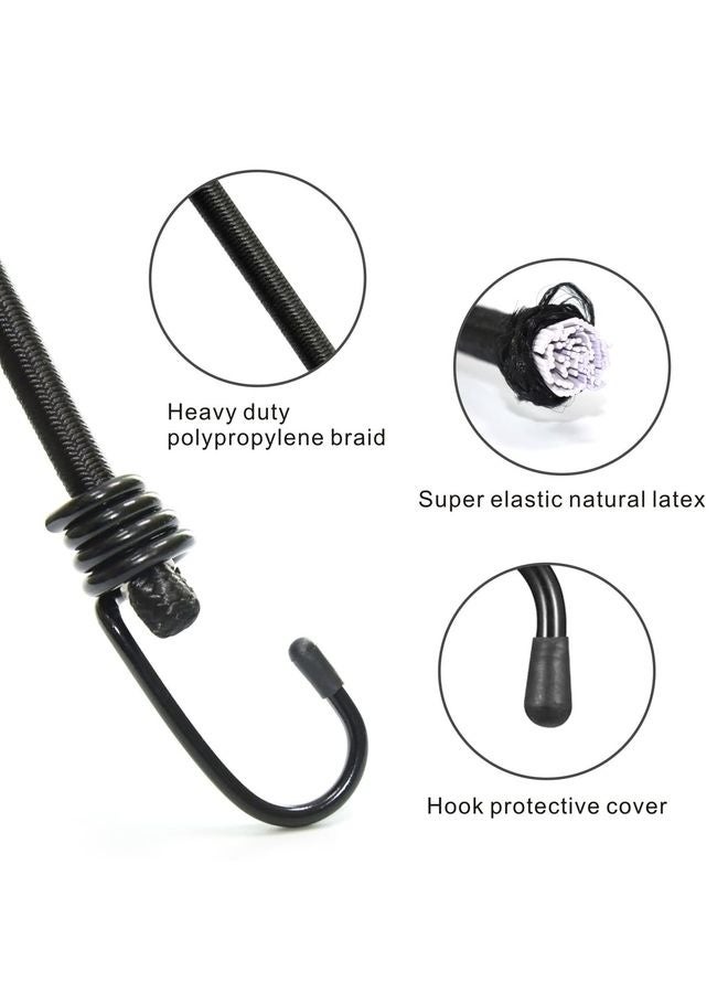 HOMESTAR Bungee Cords with Hooks 2m Long, Heavy Duty Outdoor Elastic Bungee Straps, No Odour Industrial Grade Bungee Rope for Securing Tarps, Luggage, Tents, Bikes or Garden Tidying 80inch 4Pcs (Black) - Image 4
