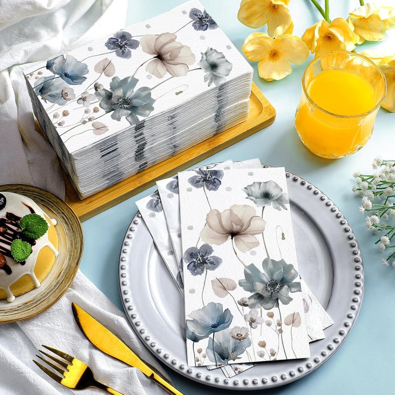 Epakh مناديل ضيوف ورقية 200 قطعة مزهرة 2 طبقة قابلة للتصرف من إيباهك، مناديل عشاء بوهو عتيقة مزهرة، مناديل مائية ربيعية زخرفية، منشفة يد نباتية للحمام، زفاف، حفلة عطلة 79 × 43 - Image 2