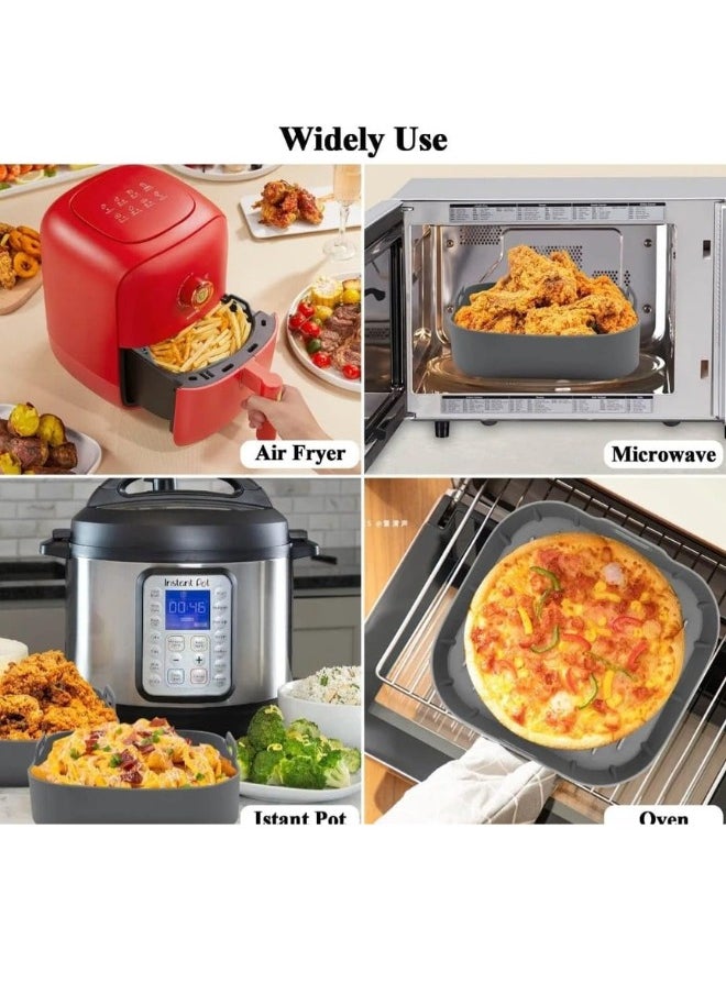 Chase Up Air Fryer Silicone Liner with Handles, Grey, Food-Grade Material. with Mini Oven Gloves,Oven Insert Silicone Bowl,Reusable Air Fryer Basket, Non-Stick Basket (8-inch)  - Image 3