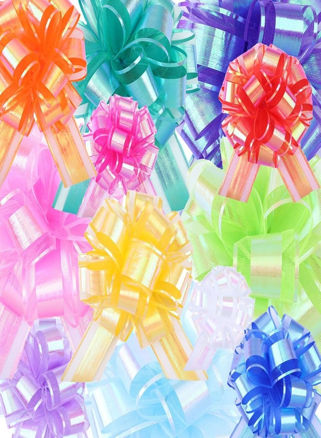 FORBINBO 12 Pieces Laser Pull Bows 6 Inch Gift Wrapping Pull Bows with Ribbon for Christmas Presents Wedding Gift Wrapping Baskets - Image 2