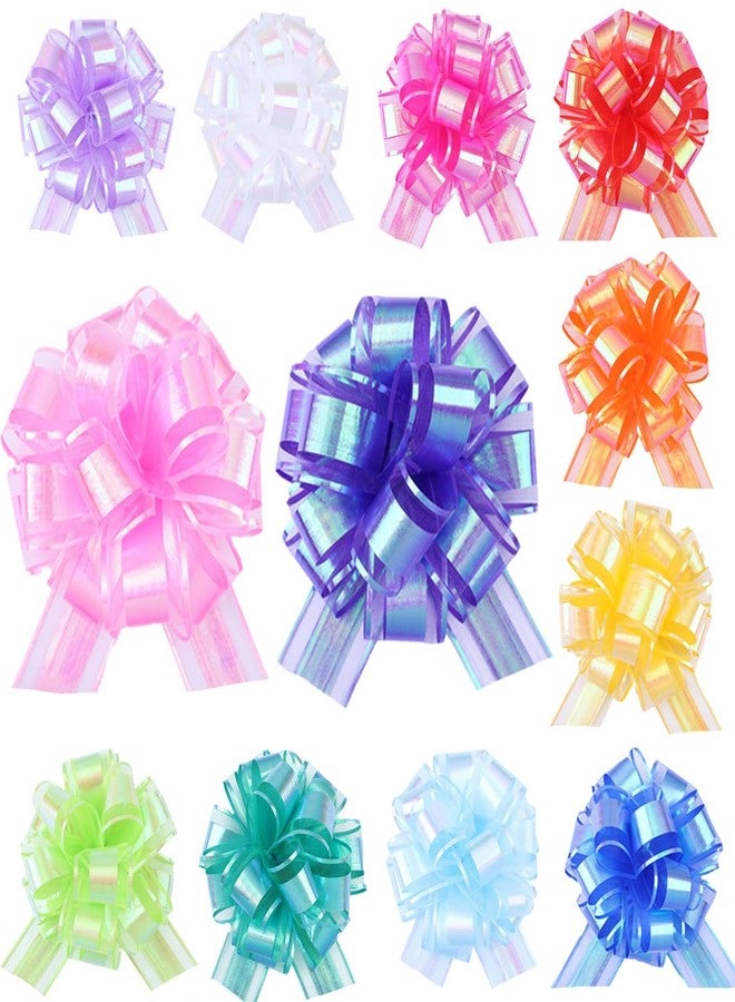 FORBINBO 12 Pieces Laser Pull Bows 6 Inch Gift Wrapping Pull Bows with Ribbon for Christmas Presents Wedding Gift Wrapping Baskets - Image 1