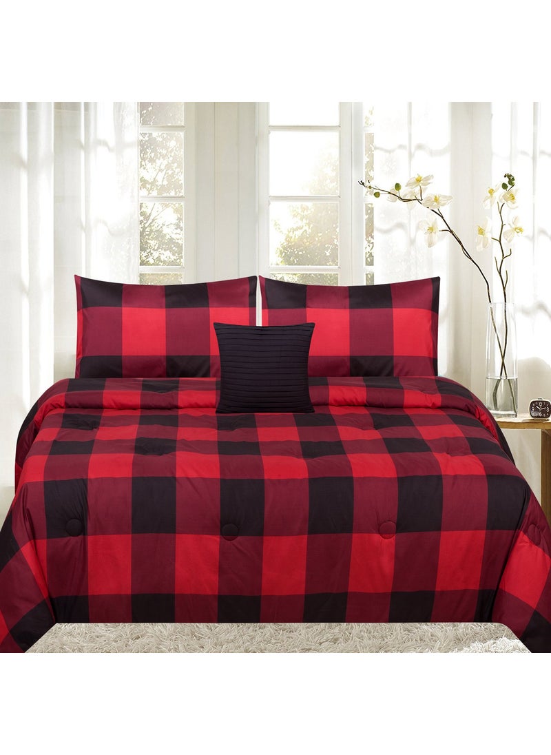 Sweet Home Collection Sweet Home Collection 4PCCMFBFFALOK 4Piece Print Reversible Comforter Set Buffalo King 
