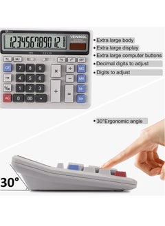 Generic 12-Digit Desk Calculator with Large Computer Keys, Dual Power, Large LCD Display -  for Office, School, Home, and Business Use - Includes Automatic Sleep Mode  - Image 2