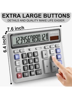 Generic 12-Digit Desk Calculator with Large Computer Keys, Dual Power, Large LCD Display -  for Office, School, Home, and Business Use - Includes Automatic Sleep Mode  - Image 5