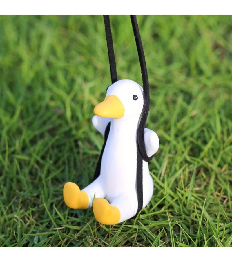 Cute Velvet Cap Pistol Duck Rearview Mirror Car Hanging Pendant - Image 2