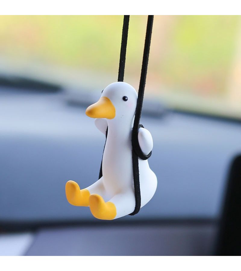 Cute Velvet Cap Pistol Duck Rearview Mirror Car Hanging Pendant - Image 3