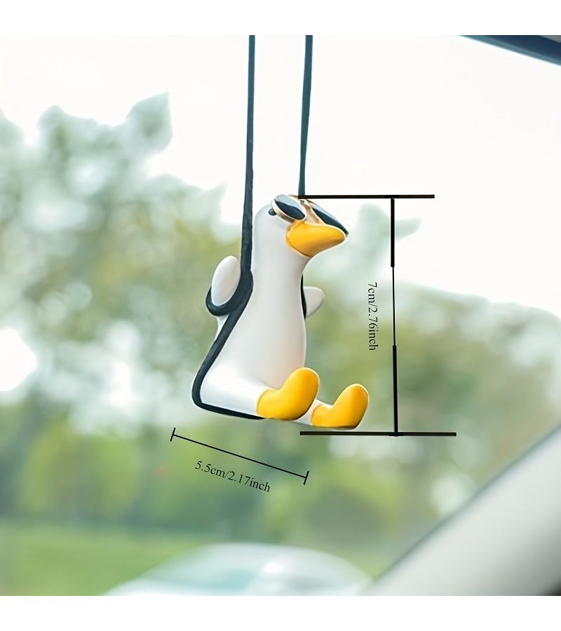 Cute Velvet Cap Pistol Duck Rearview Mirror Car Hanging Pendant - Image 4