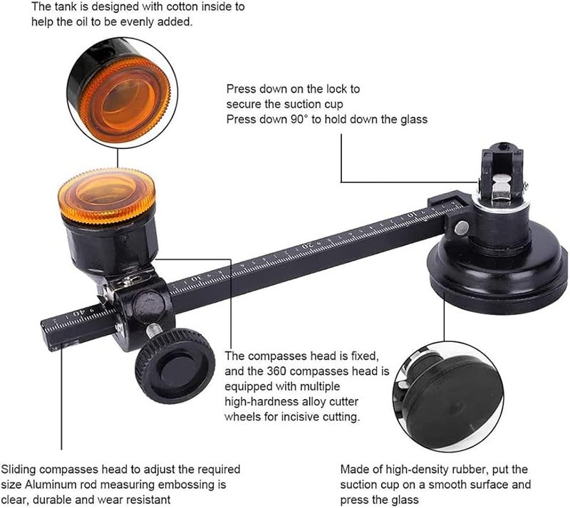 40 سم قاطع دائري للسيراميك الزجاجي من سبائك الألومنيوم مع كوب شفط ثابت - Image 4