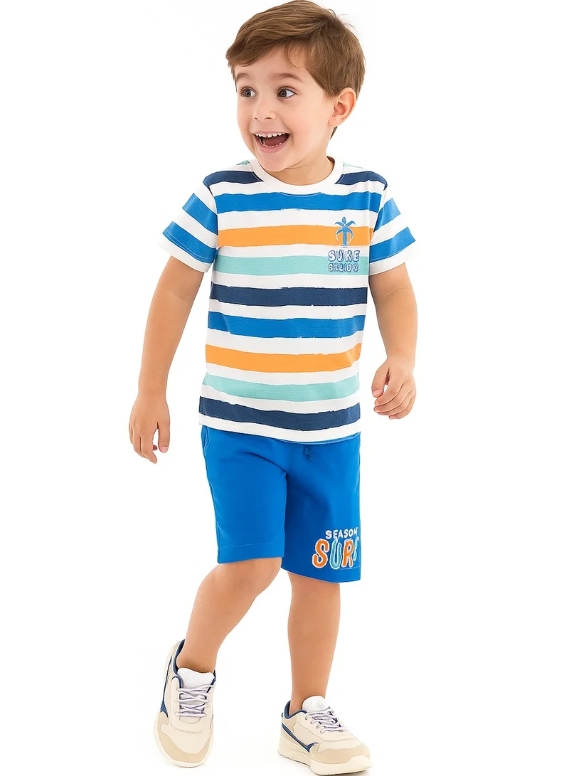 victor and jane Victor and Jane Classic Royal Blue Cotton T-Shirt & Pull-On Shorts Set
