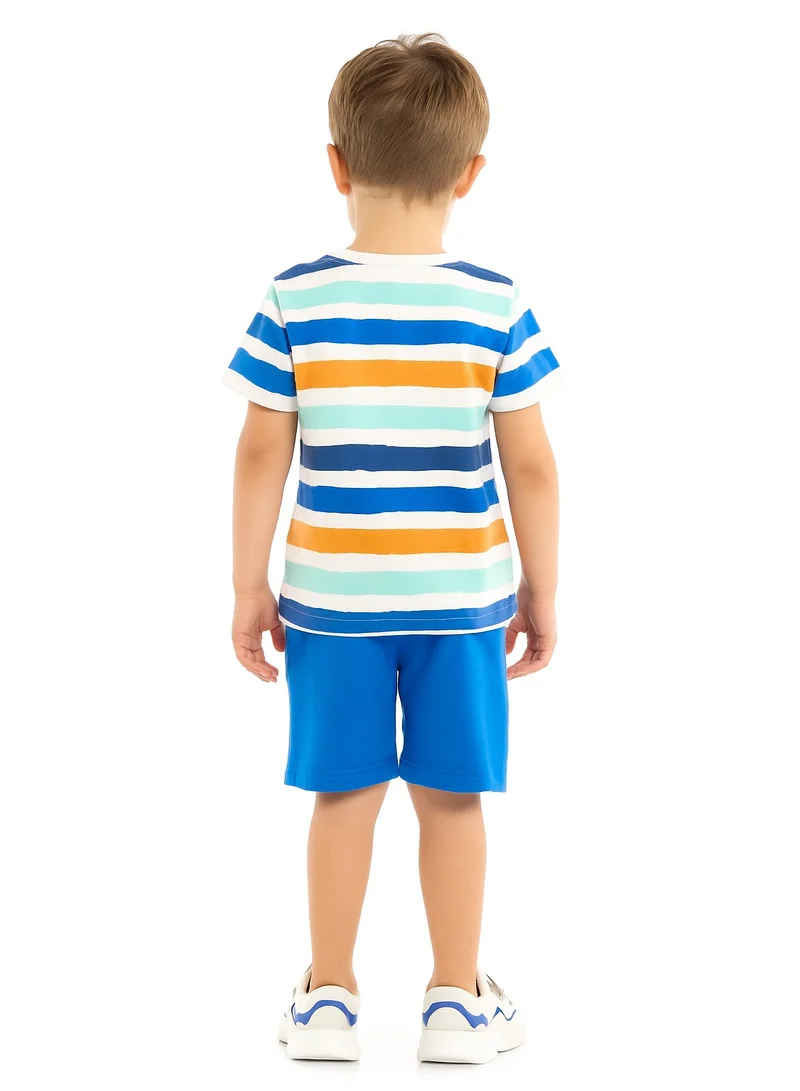 victor and jane Victor and Jane Classic Royal Blue Cotton T-Shirt & Pull-On Shorts Set