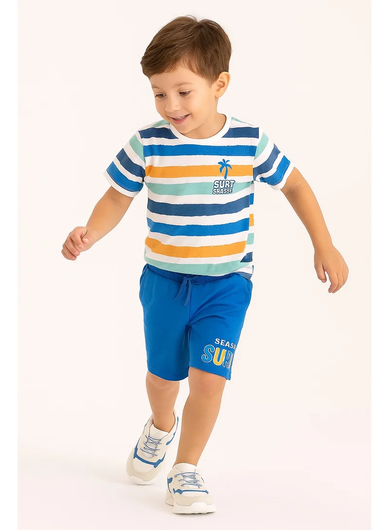 victor and jane Victor and Jane Classic Royal Blue Cotton T-Shirt & Pull-On Shorts Set