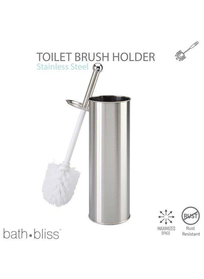 Bath Bliss Stainless Steel Toilet Brush, Hygienic Rust Resistant, Heavy Duty, 3.75" x 14.75", Satin - Image 3