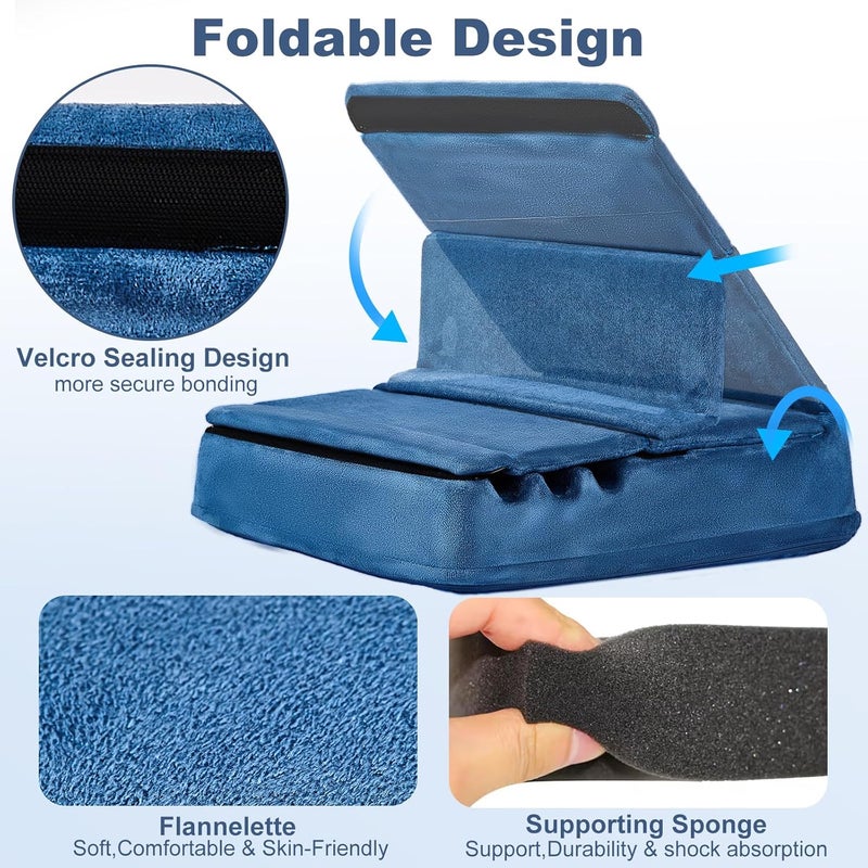 Foldable Tablet Pillow Holder with Larger Capacity for Lap, Bed, and Desk - Royal Blue - Image 3