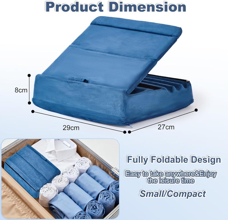 Foldable Tablet Pillow Holder with Larger Capacity for Lap, Bed, and Desk - Royal Blue - Image 2
