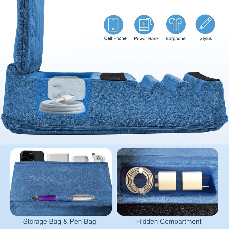 Foldable Tablet Pillow Holder with Larger Capacity for Lap, Bed, and Desk - Royal Blue - Image 5