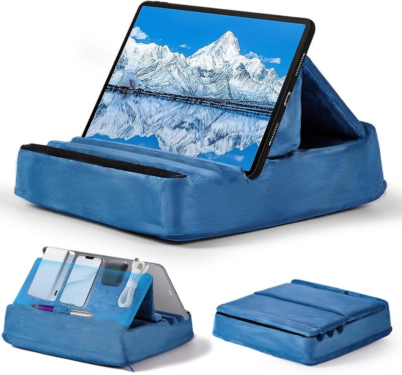 Foldable Tablet Pillow Holder with Larger Capacity for Lap, Bed, and Desk - Royal Blue - Image 1