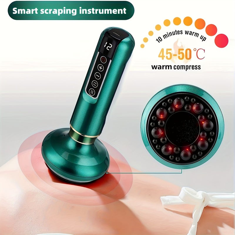 Green Electric Cupping Scraping Massage Instrument 3 In 1 Adjustable 12 Levels - Image 4