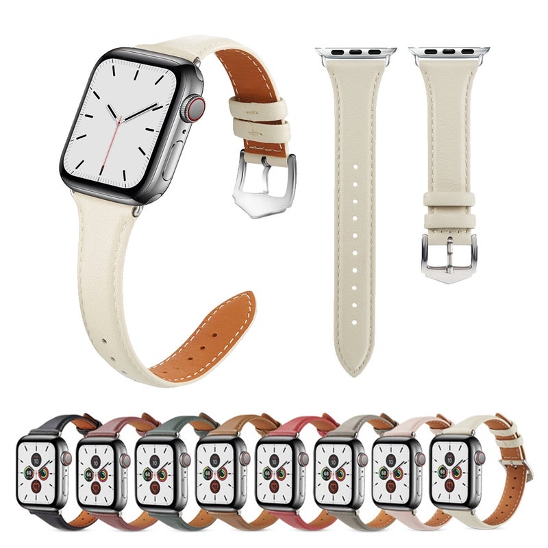 For Apple Watch 3 / 2 / 1 Generations 38mm Universal Thin Leather Strap(White)