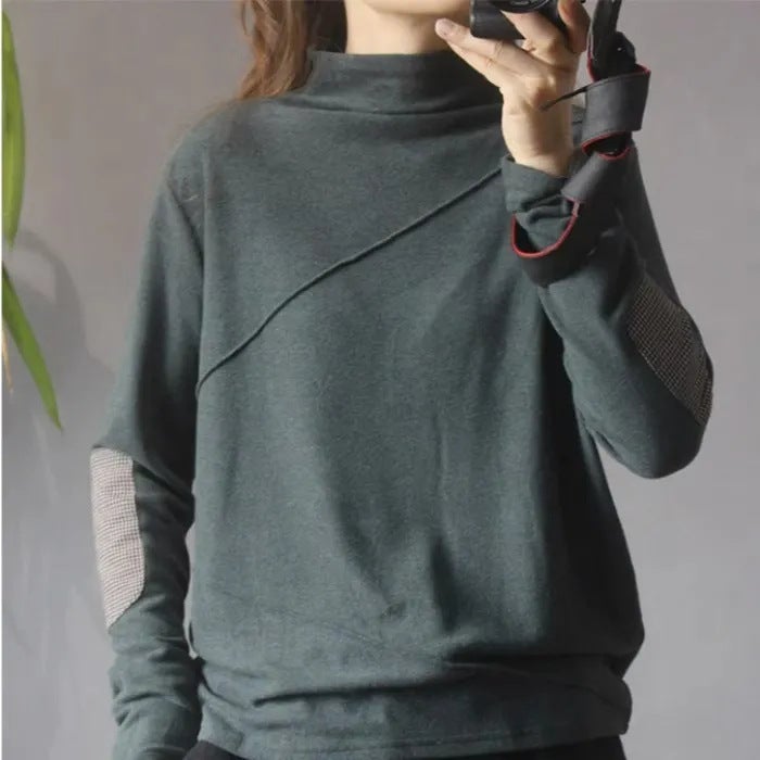 Half-High Collar Velvet Plus Size Bottoming Shirt Close-Fitting Slimming Outer Wear Foreign-Style Gentle Style Top - Image 2