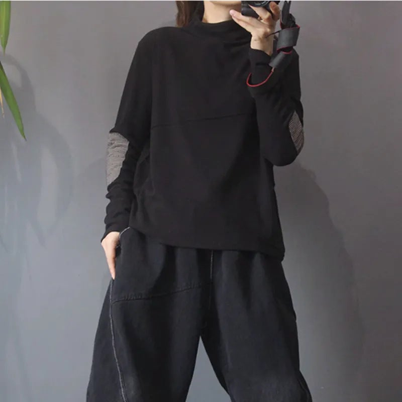 Half-High Collar Velvet Plus Size Bottoming Shirt Close-Fitting Slimming Outer Wear Foreign-Style Gentle Style Top - Image 4