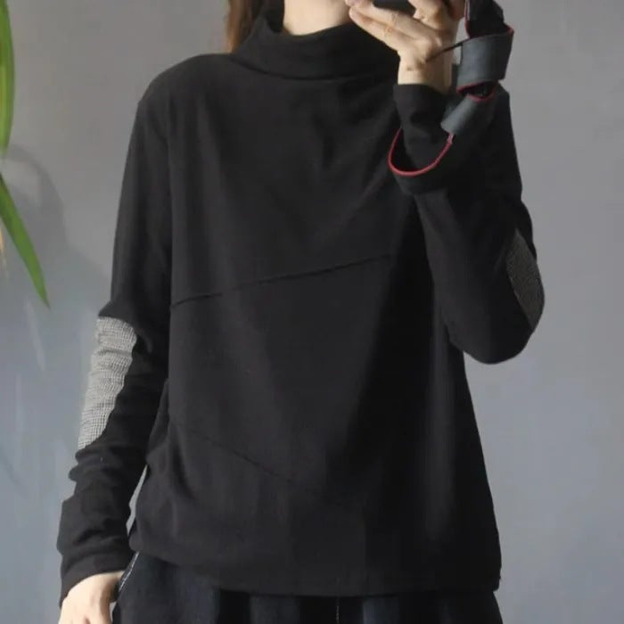 Half-High Collar Velvet Plus Size Bottoming Shirt Close-Fitting Slimming Outer Wear Foreign-Style Gentle Style Top - Image 1