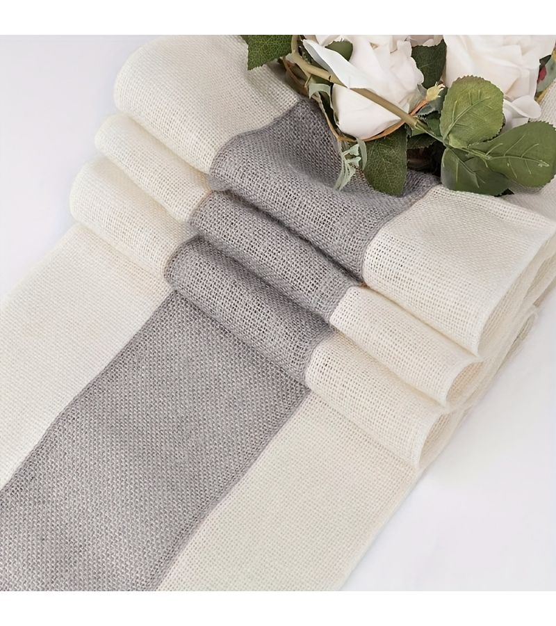 Yellow 11x108 Inch Jute Table Runner Rustic Country Dining Decor - Image 1